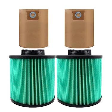 Imagem de Pacote com 2 filtros de cartucho de alta eficiência DXVC6914 HEPA adequado para aspiradores de pó molhado/seco Dewalt de 6 a 16 galões com 2 sacos de vácuo DXVA19-4101