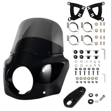 Imagem de BOSYCY Kit De Carenagem Para Para-Brisa Motocicleta, Farol 5,75" E Fumê 11" Com Garfos 35-41 Mm, Compatível Harley Iron 883 Sportster 1100 1200
