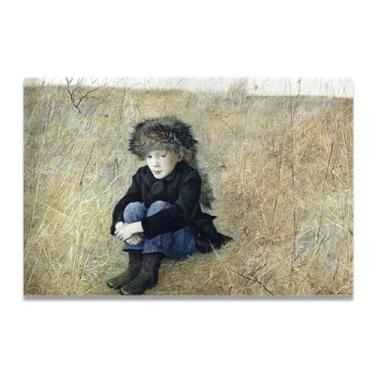 Imagem de LKXGRRSFG Impressão em tela Faraway Andrew Wyeth - Arte de realismo americano, aquarela e pintura de têmpera de ovo para decoração de casa 30 x 45 cm
