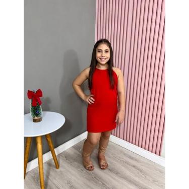 Imagem de Vestido De Natal Vermelho Infantil Com Laço Atrás Moda Feminina Festa 