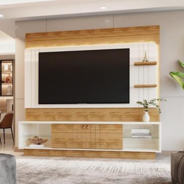 Imagem de Estante Painel Home para TV 65" Guaiba Off White/Amêndoa- MABE MAGAZIN