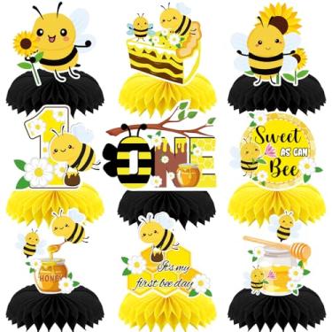 Imagem de 9pcs Happy 1st Bee Day Honeycomb Centerpieces Bumble Bee First Birthday Party Table Decorations It's My 1st Bee Day Table Centerpieces for Boy Baby Shower Sweet as can Bee Table Topper Sign Decors