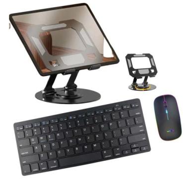 Imagem de Kit Teclado Para Ipad (10ª geração) + Mouse Bluetooth + Suporte Girató