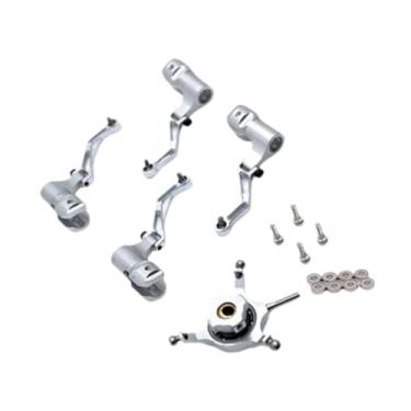 Imagem de Kokiya Conjunto de placa oscilante para helicóptero RC, clipe de folha, fácil instalação, substituição de alumínio, acessórios para aeronaves RC, peça de, Prata