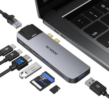 Imagem de Hub adaptador USB C multiportas Mac Dongle para MacBook Pro/Air com porta HDMI 4K, Gigabit Ethernet, 2 USB, leitor de cartão TF/SD, USB-C 100W PD e Thunderbolt 3