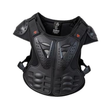 Imagem de UGPLM Colete de motocicleta com proteção para ombros e peito, proteção antiqueda para costas, para skate, motocross, crianças, Preto
