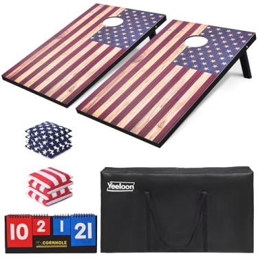 Imagem de Yeeloon Conjunto De Cornhole, Tabuleiros De Cornhole Do Tamanho Da Porta Traseira Com 8 Sacos De Feijão E Estojo De Transporte, Tabuleiro De Jogo Ao Ar Livre Corn Hole De 3 Pés X 2 Pés Para Atividad