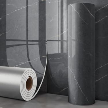 Imagem de Chejiaye Papel de parede de mármore com 2,4 mm de espessura, papel de contato autoadesivo à prova d'água para cozinha, bancada, penteadeira de banheiro, armário (15,7 x 118 polegadas, cinza)