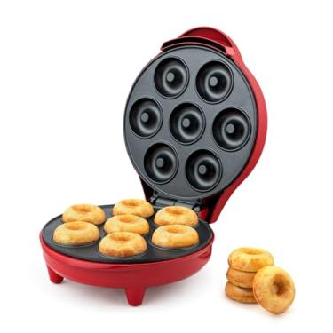 Imagem de Mini donut Maker de 7 unidades – Faz 7 donuts em minutos, pratos antiaderentes, armazenamento vertical compacto, fácil de usar e limpar – Aparelho de cozimento divertido para crianças, adultos e