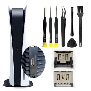 Imagem de MYPUQIAO Kit Com 2 Pacotes De Substituição Porta Hdmi Para Console Sony Ps5 Playstation 5, Interface Soquete Exibição, Conector Conector, Ferramenta Reparo Chave Fenda T6, T8H, Ph0 (+3.0), Pinça, Es