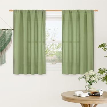 Imagem de LAMIT Cortinas de linho para quarto de 121 cm de comprimento, 2 painéis, painéis de filtragem de luz de linho sintético macio, cortinas de privacidade para cozinha, janela/sala de sótão, 106 x 121 cm