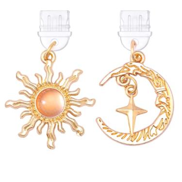 Imagem de TAKEALOOKO Pingente de plugue antipoeira tipo C – Pacote com 2 pingentes para telefone fantasma estrela dourada e estrela, protetor de porta de carregamento estilo bruxa compatível com telefones