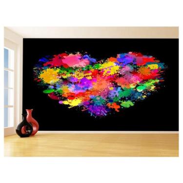 Imagem de Papel De Parede Arte Coração Colorido Pintura 3,5M Tra111 - Você Decor
