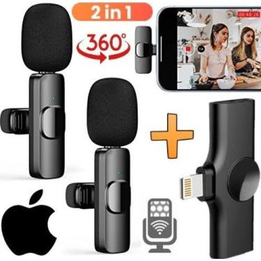 Imagem de Microfone Lapela Sem Fio Duplo Para iOS Conector Lightning Ios 2 em 1 