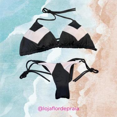 Imagem de Conjunto Biquíni Ibiza Preto e Branco - Flor de Praia