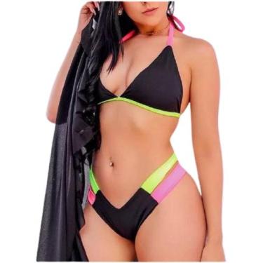 Imagem de Biquíni Com duas faixas na Lateral neon - m & K Shop, Preto, u