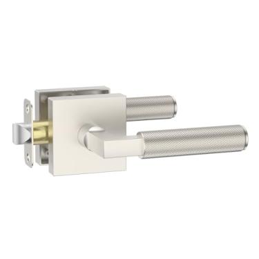 Imagem de Amerdeco 1 pacote com maçanetas de porta de passagem de níquel acetinado escovado, maçanetas resistentes sem travamento para hall, armário, área de escritório, shopping centers AM0021