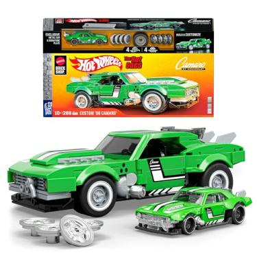 Imagem de Mattel Brick Shop Hot Wheels Jogo de Construção Speed 68 Custom Camaro em escala 1:32 com Placa de Coleção e 1 carrinho de metal Perfeito para colecionadores