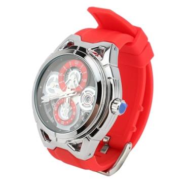 Imagem de Generic Quartzo Observe Homens, Movimento Preciso Moda 30m Resistente à água Lente Mineral de Vidro Quartzo Relógio Analógico para Homens 3 Mãos Luminosas para Esportes (Cinta vermelha)