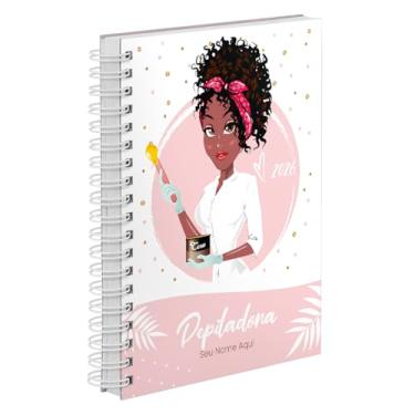 Imagem de Agenda Comercial 2026 Personalizada Capa Dura Depiladora Cachos Cores (Rosa)