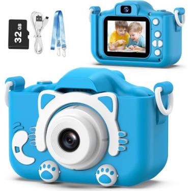 Imagem de Câmera Digital Infantil Portátil – Recarregável, Com Tela LCD, Jogos e Vídeo HD – Presente Criativo para Crianças de 4 a 12 Anos – Antichoque, Fácil de Usar (Azul)