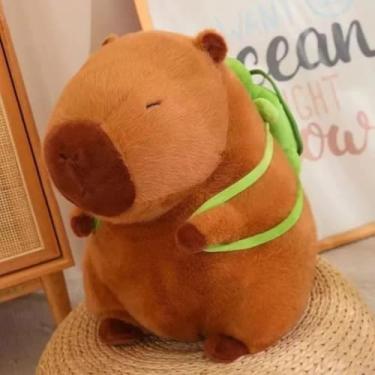 Imagem de Capivara Filó de Pelúcia Antialérgica com Mochila Marrom – Macia, Fofa e Segura para Todas as Idades