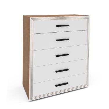 Imagem de Cômoda Valência 5 Gavetas Branca e Freijó