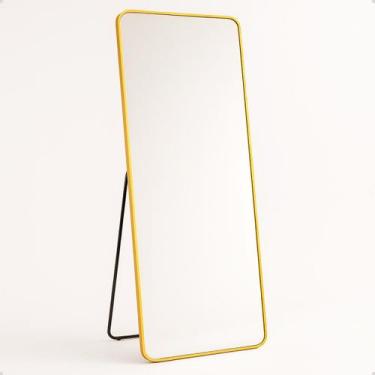 Imagem de Espelho Retangular 170x70 Com Suporte de Chão Moldura Alumínio Para Sa