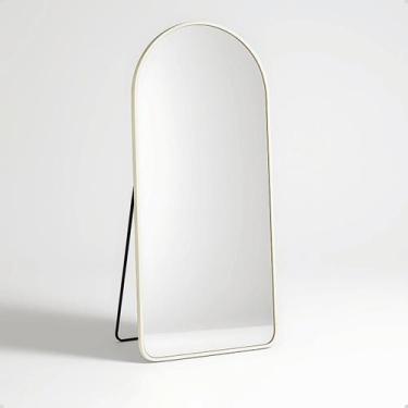 Imagem de Espelho Base Reta Corpo Inteiro 150x60 Com Suporte de Chão Moldura Alu