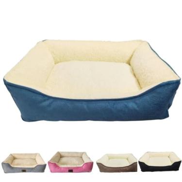Imagem de Cama Pet Retangular Suede Pelúcia Confortável GG Para Cachorros e Gatos Cama De Cachorro Cama Para Gato Caminha De Cachorros(Azul-petróleo)