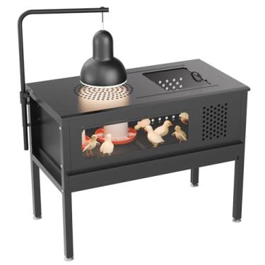 Imagem de Kinchoix Caixa de chocadeira para pintinhos, chocadeira de metal com suporte de lâmpada de calor, placa grande para pintinhos, patos, codornizes e pássaros