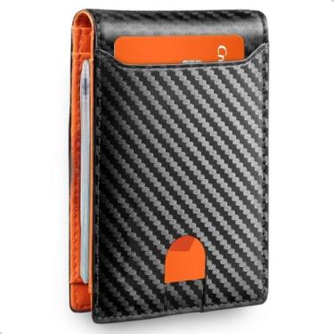 Imagem de Carteira Slim 6 Compartimentos Cartões Masculina Antifurto - KNIMP