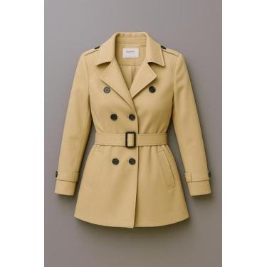 Imagem de Casaco Longo Feminino Sobretudo Forrado Com Cinto E Fivela Bolsos Late