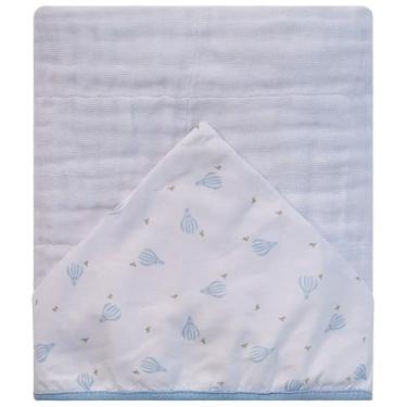 Imagem de Toalha de Banho Bebê Soft com Capuz Central Estampado 80x80cm Algodão 100% Qualidade Premium Conforto e Maciez para Recém-Nascido (Azul)