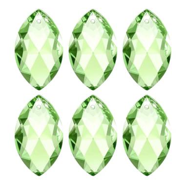 Imagem de PATIKIL Pingentes de cristal K9, contas ovais, pacote com 6, lustre de 38 mm, peças de prismas, contas penduradas, lâmpada DIY para decoração de artesanato, verde claro