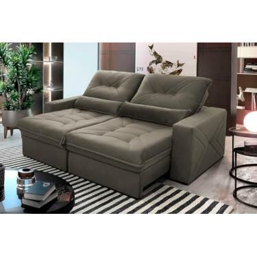 Imagem de Sofá Retrátil Reclinável Sevilha 2.30m Suede Velut Marrom Claro Molas Ensacadas - King House