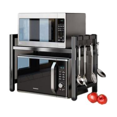 Imagem de Suporte de Microondas Ajustável em Aço Carbono|Prateleira de 2/3 Camadas,Resistente e Multifuncional(2 camadas)