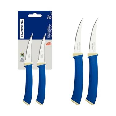 Imagem de Conjunto De Facas Para Tomate Tramontina Felice Com Lamina Em Aco Inox E Cabos De Polipropileno Azul 2 Pecas