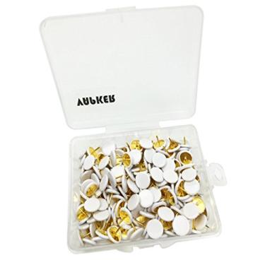 Imagem de VAPKER 200 peças de tachinhas de plástico branco com cabeça redonda