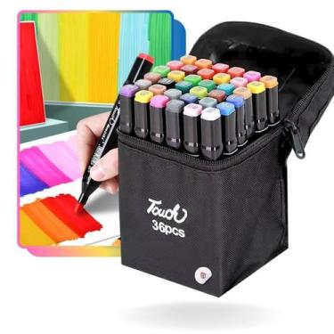 Imagem de Kit Caneta Marcador Permanente Colorida Ponta Dupla Com Estojo Bolsa D