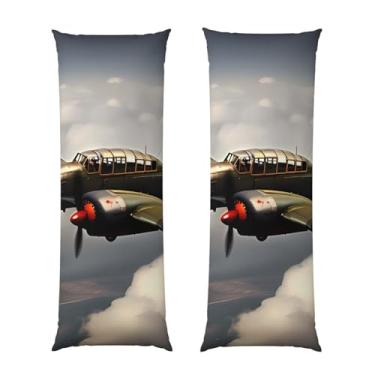 Imagem de Capa de travesseiro corporal com zíper oculto, fronha longa de microfibra macia e respirável para travesseiro corporal, capas de travesseiro de avião de avião da 2ª Guerra Mundial para dormir