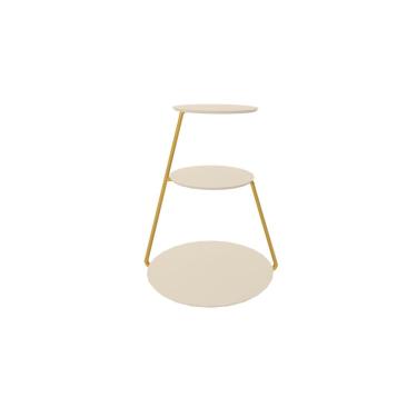Imagem de Mesa Lateral Industrial 3 Andares Dourado - Off White