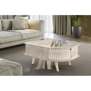 Imagem de Mesa de Centro para Sala Indianápolis Madetec - Naturale/Off White
