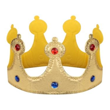 Imagem de lasuroa Coroa de Aniversário do Rei, Chapéu Festa do Príncipe Princesa Rainha com Tema Real e Pedras Preciosas para Festa Aniversário e Acessórios para Fato de Halloween