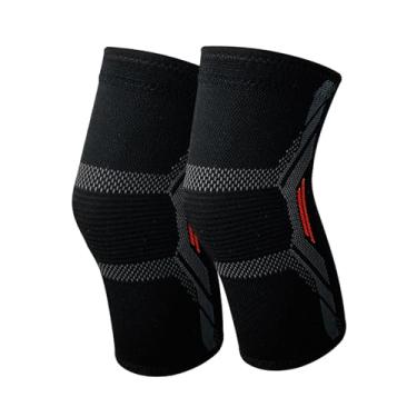Imagem de shamjina 2 joelheiras, suporte de joelho, flexível, proteção do joelho, manga de compressão para futebol, tênis, levantamento de peso, esportes, vermelho eu