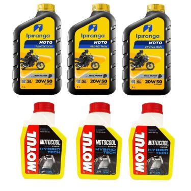 Imagem de KIT TROCA OLEO COMPLETO IPIRANGA MOTOR PROTECTION 20W50 MINERAL SL MT09 Xj6  + 3 ADITIVOS MOTOCOOL MOTUL