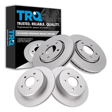 Imagem de TRQ Kit de rotor revestido de freio a disco dianteiro e traseiro compatível com Chrysler Dodge Mini Van
