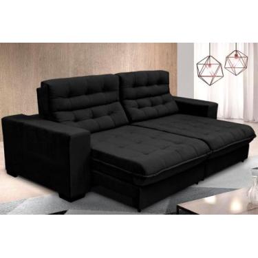 Imagem de Sofá Retrátil e Reclinável 2,70m Suede New California Preto - Sofá Cas