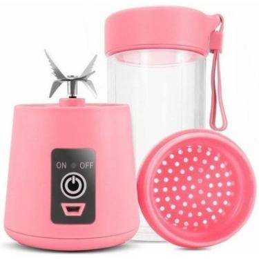 Imagem de Mini Liquidificador Portátil Shake Suco Recarregável Rosa