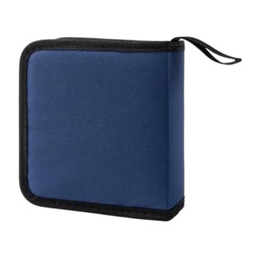 Imagem de Generic Estojo de transporte para cd e dvd, capa com suporte para disco de cd, pano oxford, compacto, grande capacidade, portátil, bolsa para cd, carteira, Azul